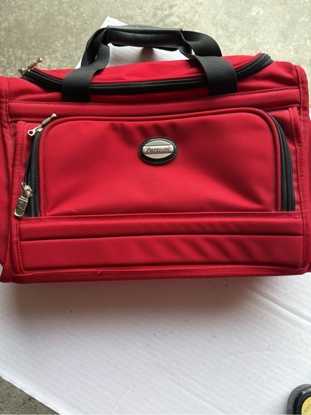 Pathfinder Red Satchel Tote with Front Zip Pocket/No Shoulder Strap